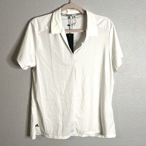 Adidas Women’s White Textured Stripe Polo - NWT